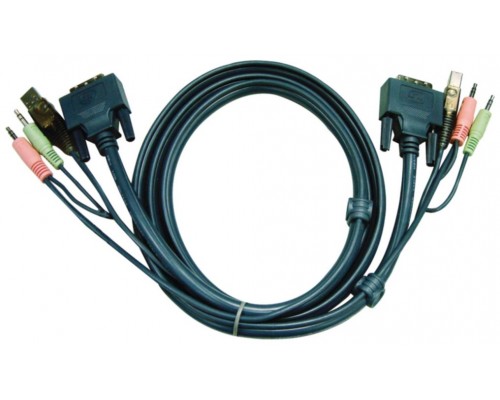 Aten 6ft USB DVI-D Single Link cable para video, teclado y ratón (kvm) Negro 1,8 m