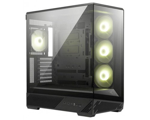 CAJA MSI MAG PANO 130R PZ,3X2.5"+2X2.5"/3.5”,3X120+1X120MM (ARGB),2XUSB3.2+1USB3.2 TYPE C+AUDIO+MICRO,MID TOWER,NEGRA