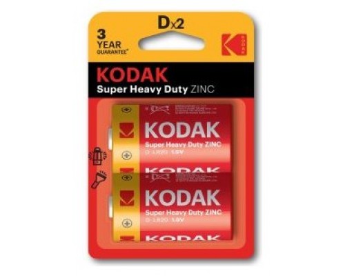 PILAS D LR20 KODAK EXTRA HEAVY DUTY ZINC PACK 2-SX0 PILAS D LR20 KODAK EXTRA HEAVY DUTY ZINC PACK 2
