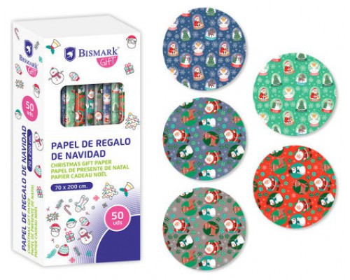 PAPEL DE REGALO NAVIDAD PAPA NOEL 70x200 BISMARK 332994 (MIN50) (Espera 4 dias)