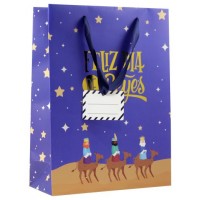 BOLSA PAPEL REYES MAGOS L (32X14X40 CM) FOIL CON TARJETA COLGANTE COLORES SURTIDOS BISMARK 333599 (Espera 4 dias)