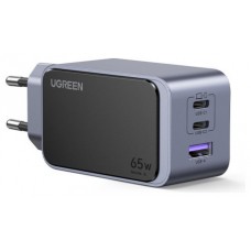 Ugreen Nexode Air 65W sieninis kroviklis, USB + 2x USB-C pilkos spalvos Ordenador portátil, Teléfono móvil, Ratón, Portátil, Batería portátil, Tableta Gris Corriente alterna Carga rápida Interior