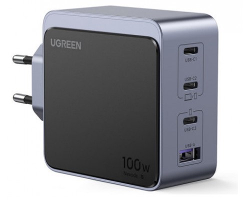 Ugreen Nexode S 100W 4-Port GaN Fast Charger EU gray Ordenador portátil, Teléfono móvil, Portátil, Batería portátil, Tableta Gris Corriente alterna Interior
