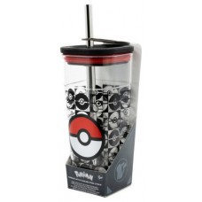 VASO ACRÍLICO CUBE CON PAJITA ACERO INOX. POKEMON STOR 3556