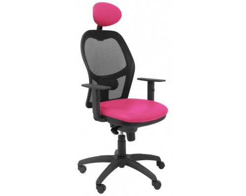 SILLA JORQUERA MALLA NEGRA ASIENTO SIMILPIEL ROSA