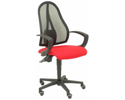 SILLA SOCUÉLLAMOS MALLA NEGRA ASIENTO TELA ROJO B