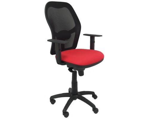 SILLA JORQUERA MALLA NEGRA ASIENTO BALI ROJO