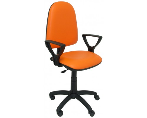 SILLA AYNA SIMILPIEL NARANJA CON BRAZOS