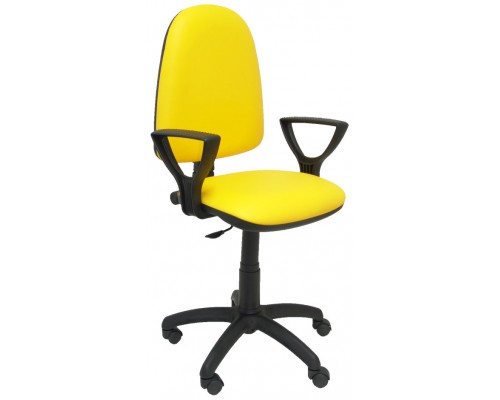 SILLA AYNA SIMILPIEL AMARILLO CON BRAZOS