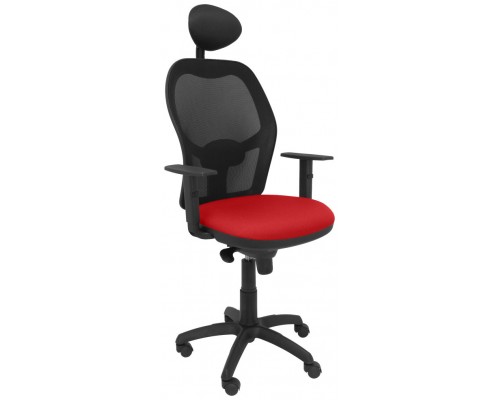 SILLA JORQUERA MALLA NEGRA ASIENTO BALI ROJO CON