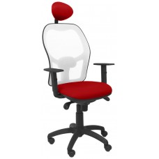 SILLA JORQUERA MALLA BLANCA ASIENTO BALI ROJO CON