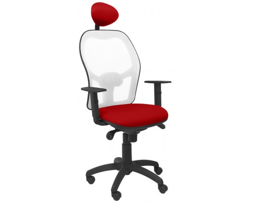 SILLA JORQUERA MALLA BLANCA ASIENTO BALI ROJO CON