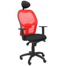 SILLA JORQUERA MALLA ROJA ASIENTO BALI NEGRO CON