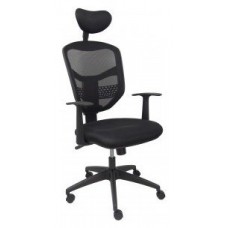 SILLA CHINCHILLA RESPALDO MALLA NEGRO CON CABECERO