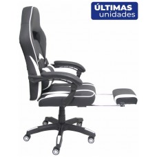 SILLA GAMING BONETE SIMILPIEL NEGRO Y BLANCO CON R