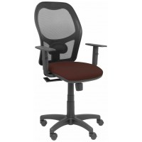 PIQUERAS Y CRESPO Silla Alocen malla negra asiento bali marron oscuro brazos regulables