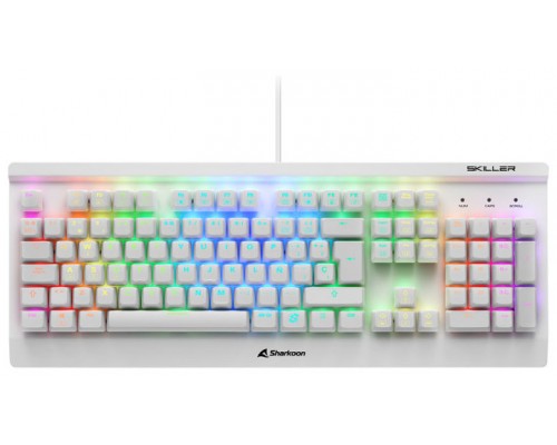 TECLADO GAMING SHARKOON SGK3 MECANICO RGB USB RED SWITCH BLANCO