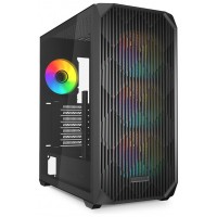 CAJA GAMING ATX SHARKOON AK3 RGB 3XVENT 120MM 2XUSB SN FUENTE NEGRO