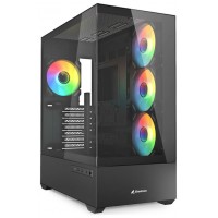 CAJA GAMING ATX SHARKOON AK6 TGV 4XVENT 120MM 2XUSB SN FUENTE NEGRO