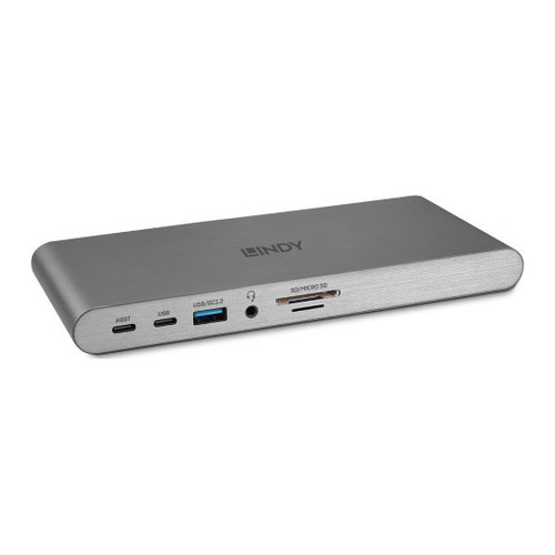 Lindy 43349 base para port&aacute;til y replicador de puertos Al&aacute;mbrico USB 3.2 Gen 1 (3.1 Gen 1) Type-C Plata