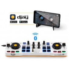 Hercules DJControl Mix – Controladora de DJ Inalámbrica Bluetooth para Smartphones (iOS y Android) – Aplicación djay – 2 Decks