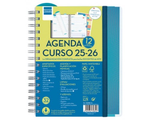 AGENDA DOCENTE 2025-2026 MAGISTRAL PERSONALIZABLE 4º 155X212 SEMANA VISTA HORIZONTAL AZUL+ FINOCAM 533380026 (Espera 4 dias)