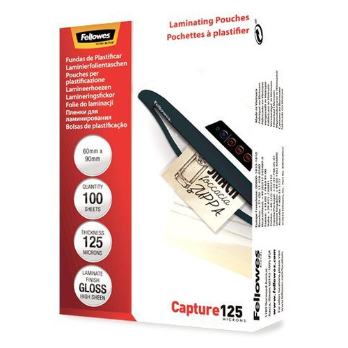 PACK 100 BOLSAS PLASTIFICACION 60X90 125 MICRAS FELLOWES 5397402
