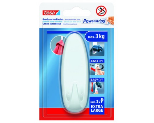 BLISTER GANCHO ADHESIVO XL OVALADO POWERSTRIPS 3KG BLANCO TESA 59025-00001-01 (Espera 4 dias)