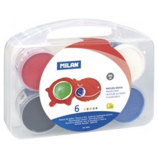 Milan Maletín 6 tarros de pintura para dedos de colores 100 ml (Espera 4 dias)