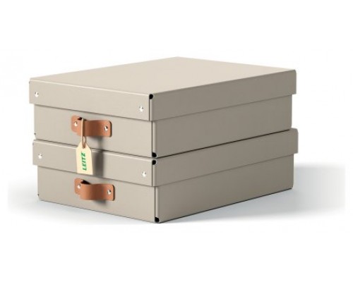 PACK 2 CAJAS DE ALMACENAMIENTO CART&Oacute;N MEDIANA BAJA COLOR BEIGE LEITZ 61480012 (Espera 4 dias)