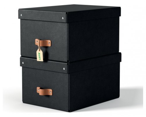 PACK 2 CAJAS DE ALMACENAMIENTO CART&Oacute;N MEDIANA COLOR NEGRO LEITZ 61490095 (Espera 4 dias)