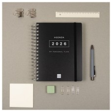 AGENDA 2026 TEMPUS 1/4 155X217MM DIA PAGINA NEGRO FINOCAM 626306026 (Espera 4 dias)