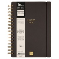 AGENDA 16 MESES SEPTIEMBRE 2025-DICIEMBRE 2026 HAIKU E10-155X212 SEMANA VISTA HORIZONTAL NEGRO+ FINOCAM 627400126