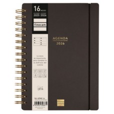 AGENDA 16 MESES SEPTIEMBRE 2025-DICIEMBRE 2026 HAIKU E10-155X212 SEMANA VISTA HORIZONTAL NEGRO+ FINOCAM 627400126