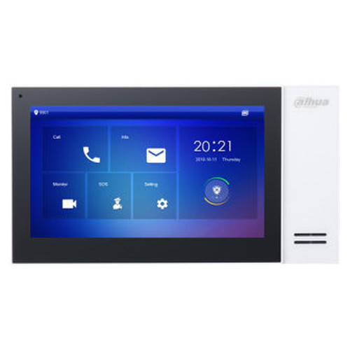 (DHI-VTH2421FW-P) DAHUA MONITOR INTERIOR 7" DE SUPERFICIE PARA VIDEOPORTERO IP POE SD 6E 1S ALARMA BLANCO