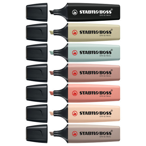 STABILO BOSS NatureColors marcador 6 pieza(s) Punta de cincel Negro, Bronce, Verde, Gris, Verde claro