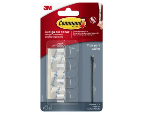 BLISTER 4 CLIPS ADHESIVOS TRANSPARENTES PARA CABLES REDONDOS COMMAND 17017CLR 3M 7100309226 (Espera 4 dias)