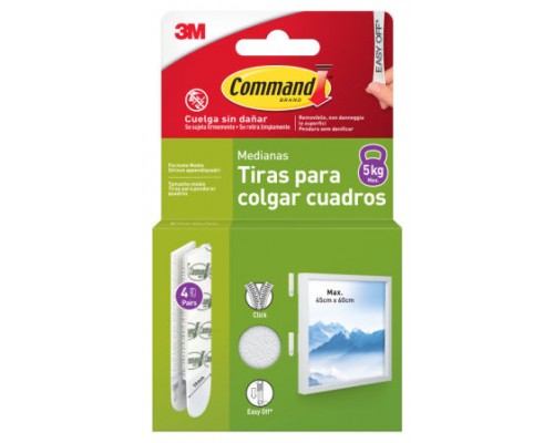 BLISTER TIRAS ADHESIVAS MEDIANAS PARA CUADROS HASTA 5KG COMMAND&trade; 17204WHI-4-ISP 3M 7100336967 (Espera 4 dias)