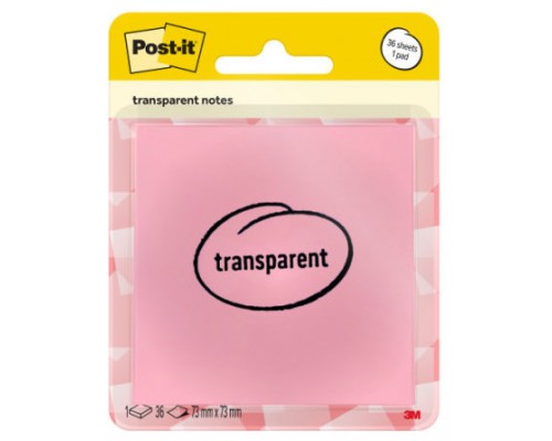 BLISTER 36 HOJAS NOTAS TRANSPARENTES 600-1TRSPO 73X73 MM NARANJA PASTEL POST-IT 7100394468 (Espera 4 dias)