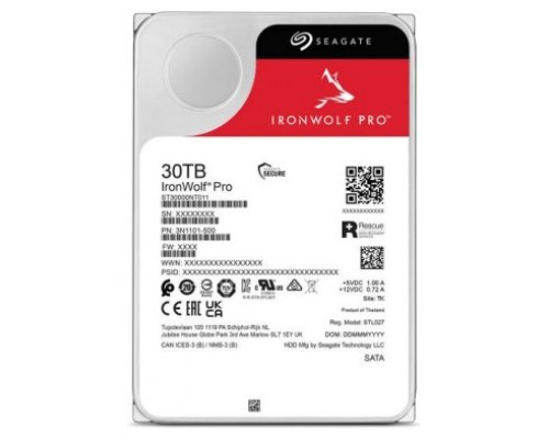 Seagate IronWolf Pro ST30000NT011 disco duro interno 30 TB 7200 RPM 512 MB 3.5" Serial ATA III