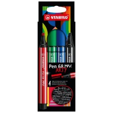 ESTUCHE ARTY CON 4 COLORES-ROTULADOR PREMIUM CON PUNTA BISELADA PEN 68 MAX STABILO 768/04-21 (Espera 4 dias)