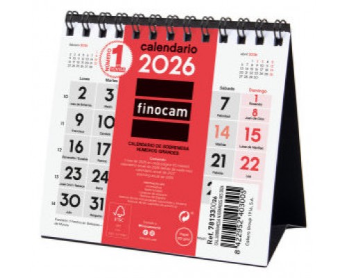 CALENDARIO 2026 SOBREMESA NEUTRO NUMEROS GRANDES XXS 110X100MM FINOCAM 781330026 (Espera 4 dias)