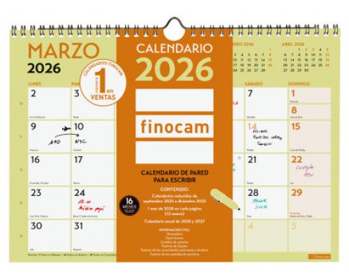 CALENDARIO 2026 NEUTRO PARED ESCRIBIR GRAFIK A4 210X297MM FINOCAM 787220126 (Espera 4 dias)