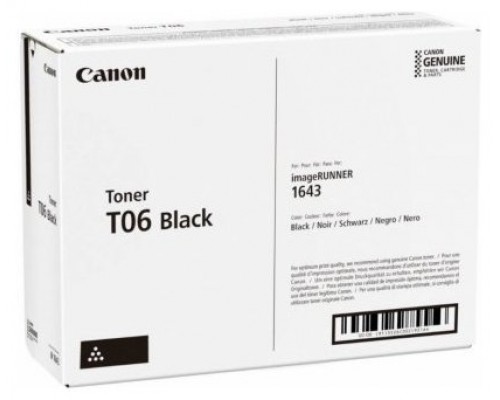 CANON Toner negro T06 para Ir 1643i 1643iF 1643Ip SENSYS X 1643P 3526C002