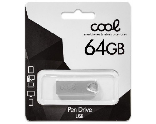 PENDRIVE 64GB USB 2.0 COOL METAL KEY PLATA