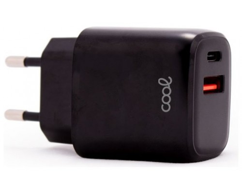 CARGADOR COOL DUAL USBC-USB 20W BLACK