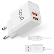 CARGADOR COOL 2USB 2,4 AMP   CABLE LIGHTNING 1.2M