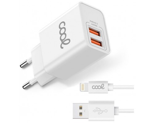 CARGADOR COOL 2USB 2,4 AMP   CABLE LIGHTNING 1.2M