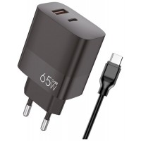 CARGADOR COOL DUAL USBC,USB 65W U.C.R. CABLE BLACK