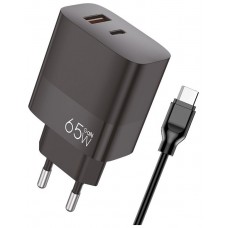 CARGADOR COOL DUAL USBC,USB 65W U.C.R. CABLE BLACK
